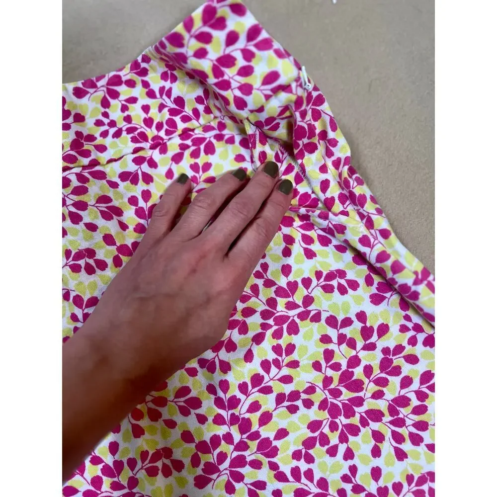 J. Crew Mini‎ Skirt Y2K Cottagecore Floral Coquette Pink Green Womens Size 8